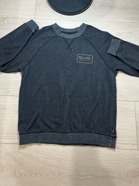 Brixton Charcoal Crewneck Sweatshirt with Subtle Chest Patch